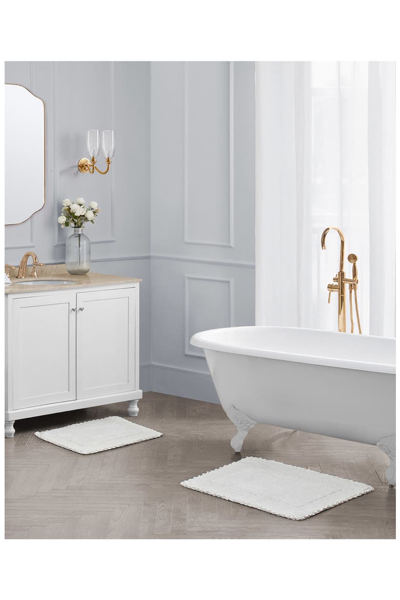 Ruffle Cotton 2-Piece Bath Mat Set, Alternate, color, WHITE