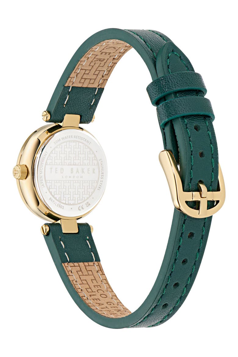 Jolyye Leather Strap Watch, 24mm, Alternate, color, GREEN