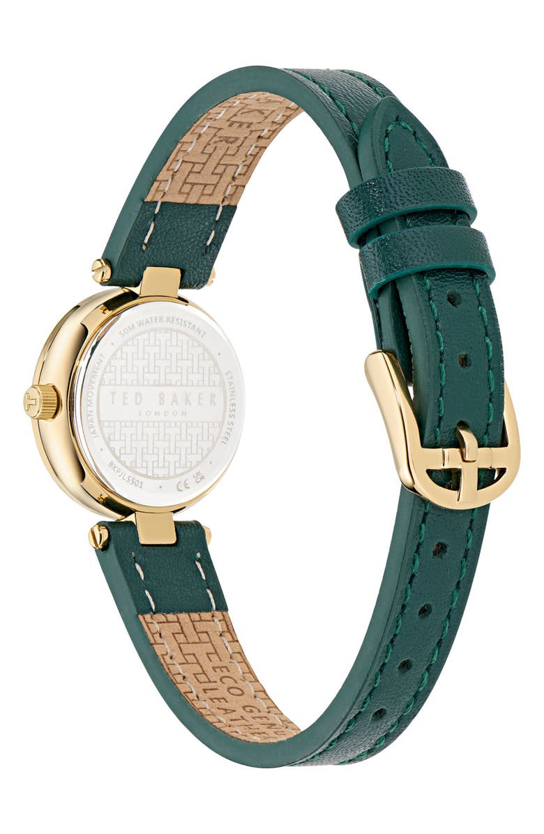 Ted Baker Jolyye Leather Strap Watch, 24mm, Alternate, color, Green