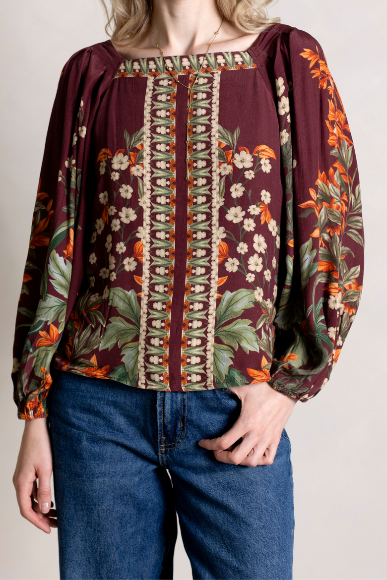 Harlow Top, Alternate, color, Burgundy Floral