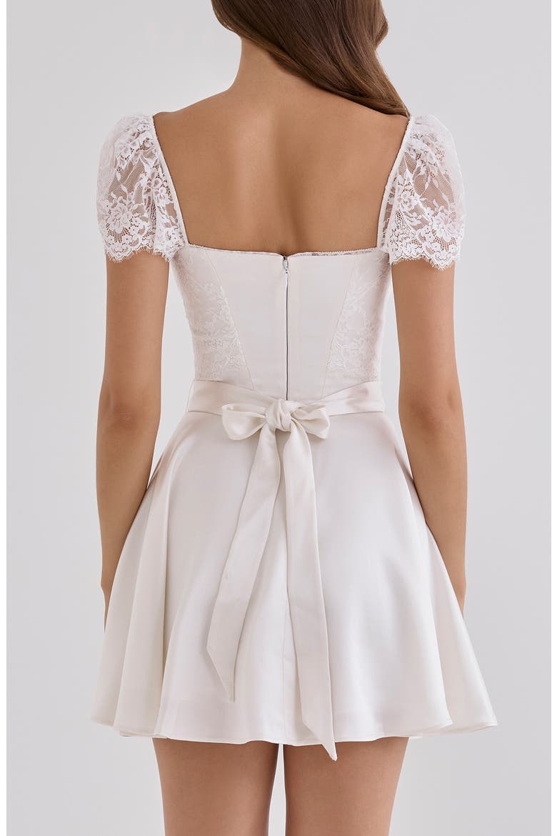 Selena Satin & Lace Minidress, Alternate, color, WHITE