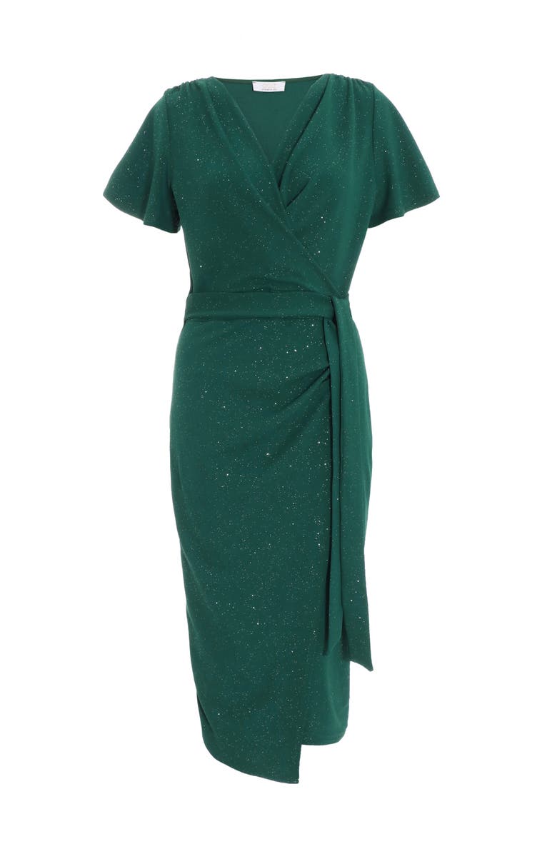 QUIZ Liverpool Glitter Angel Sleeve Midi Dress, Alternate, color, 