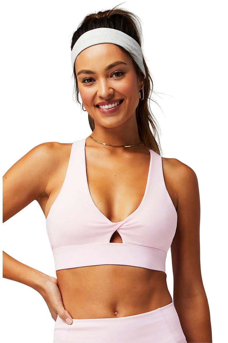 Women's Oasis Twist Medium Impact Sports Bra, Main, color, Soft Pink