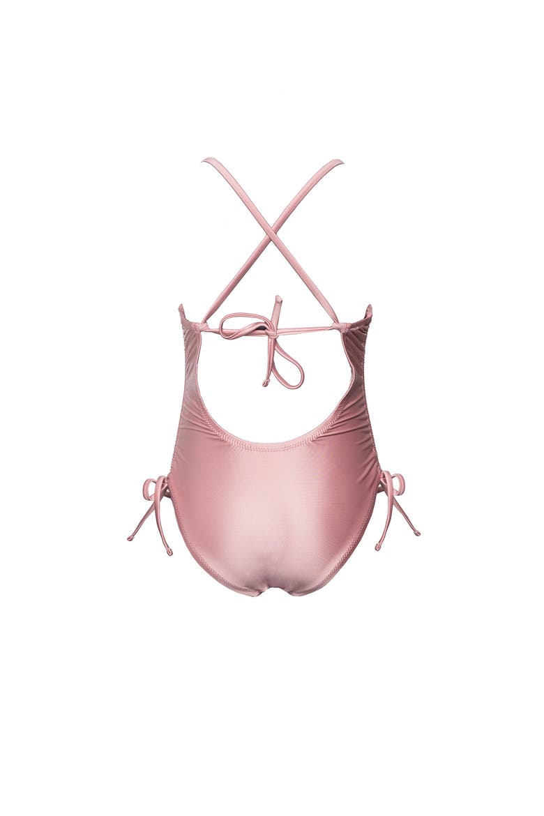 Satin Royale Criss Cross Back Adjustable One Piece Swimsuit, Alternate, color, Light-Pink