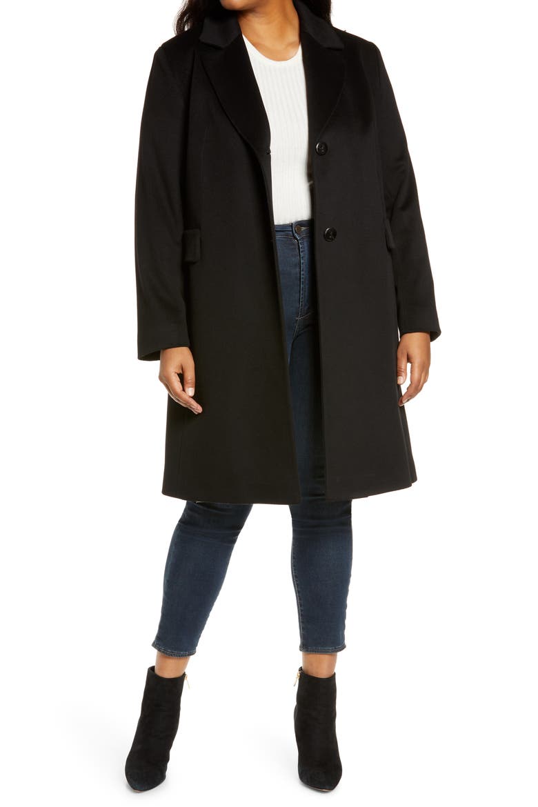 Notch Collar Walking Coat (Nordstrom Exclusive), Main, color, BLACK