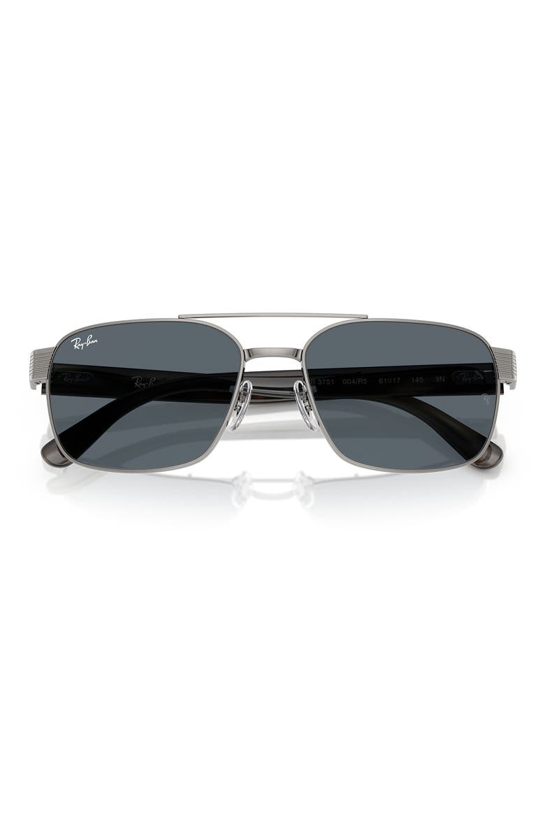 61mm Square Sunglasses, Alternate, color, GUNMETAL / BLUE