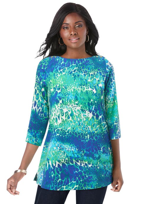 Stretch Cotton Boatneck Tunic (Plus)