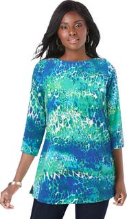 Jessica London Stretch Cotton Boatneck Tunic