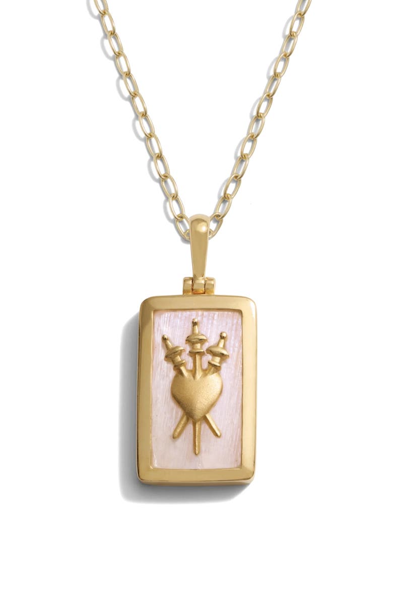 Three of Swords Moonstone Pendant Necklace, Main, color, 14K GOLD VERMEIL