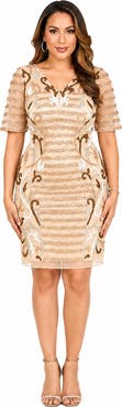LARA New York Beaded Faux-Wrap V-Neck Bridal Gown