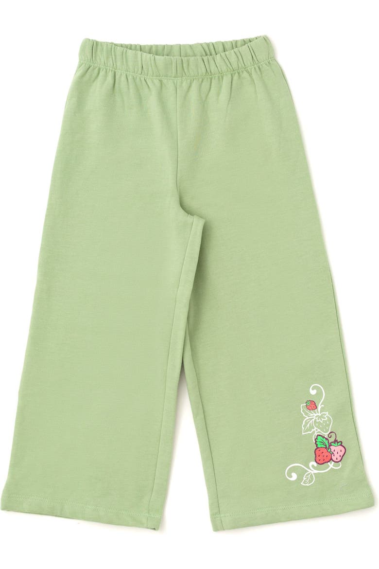 Fleece Sweatshirt and Flare Pants Set, Alternate, color, Strawberry Pale Green
