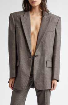Stella McCartney Microhoundstooth Check Oversize Wool Blazer