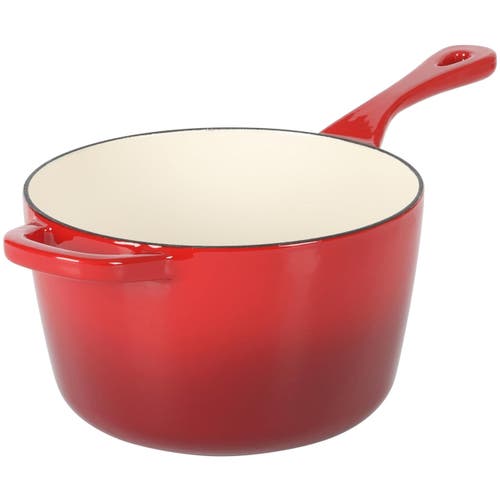 Crock-pot 3 Quart Enameled Cast Iron Saucepan With Lid In Red
