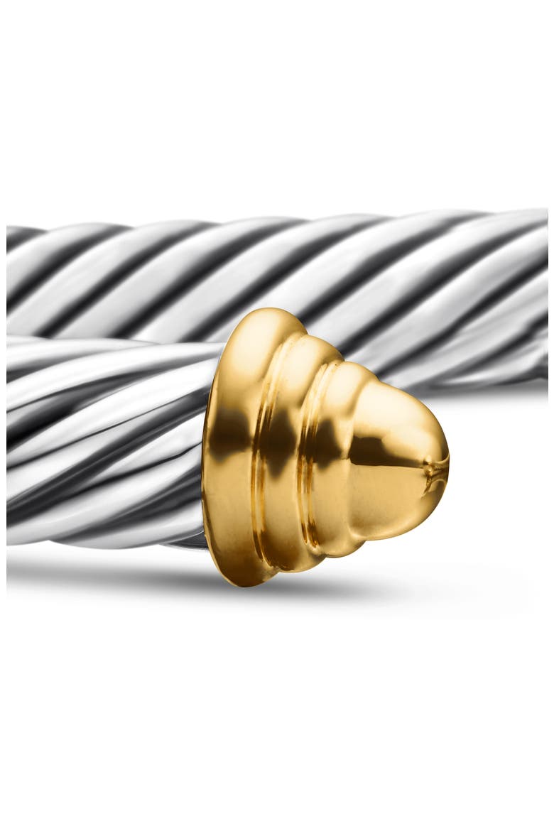 Classic Cable Bracelet in Sterling Silver with 14K Yellow Gold Domes, 5mm, Alternate, color, TWO TONE