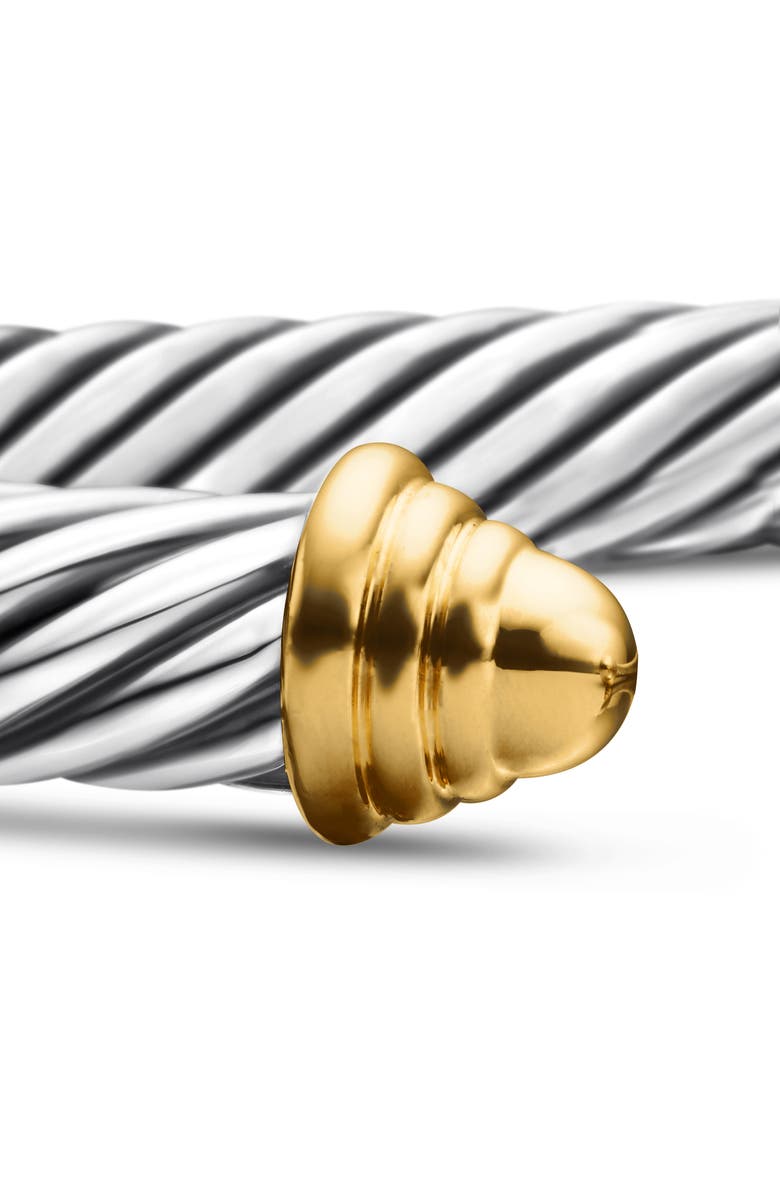 David Yurman Classic Cable Bracelet in Sterling Silver with 14K Yellow Gold Domes, 5mm, Alternate, color, Two Tone