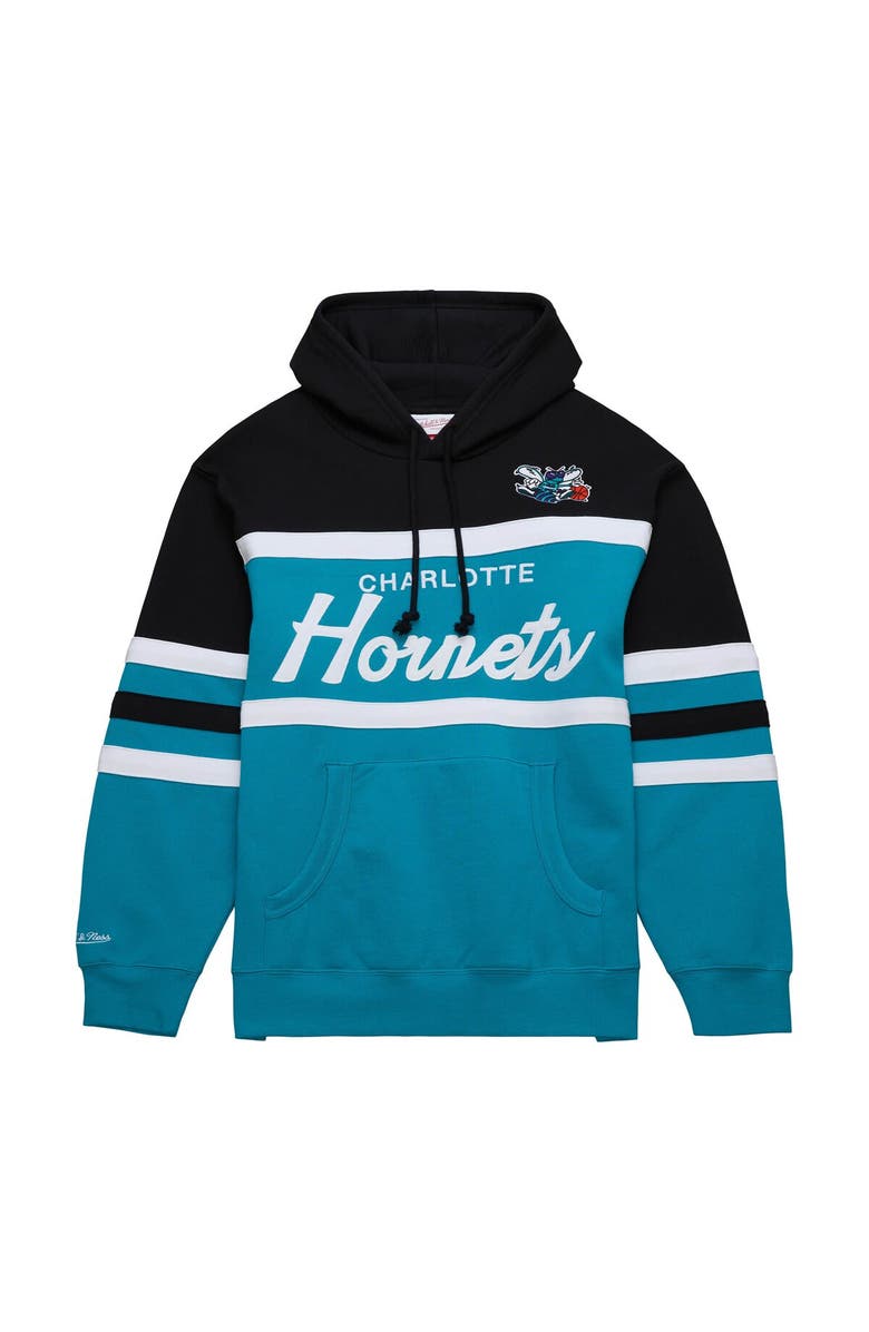Mitchell & Ness Men's Mitchell & Ness Teal/Black Charlotte Hornets Head Coach Pullover Hoodie, Alternate, color,