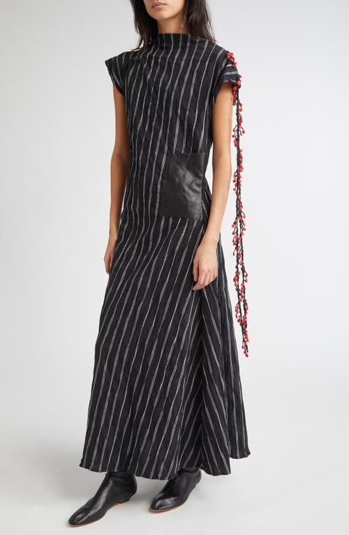 Kúr Leather Patch Pocket Stripe Maxi Dress In Multi
