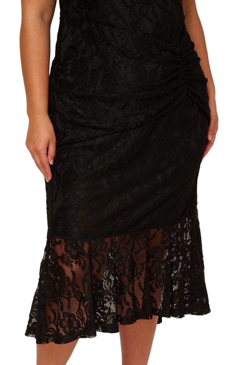 Stretch Lace Midi Dress, Alternate, color, BLACK