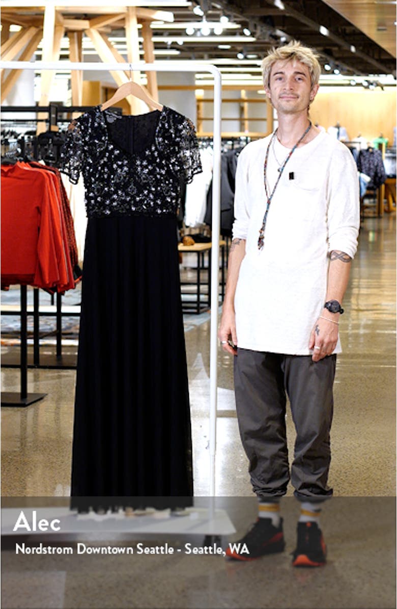 Beaded Bodice Short Sleeve Gown, sales video thumbnail