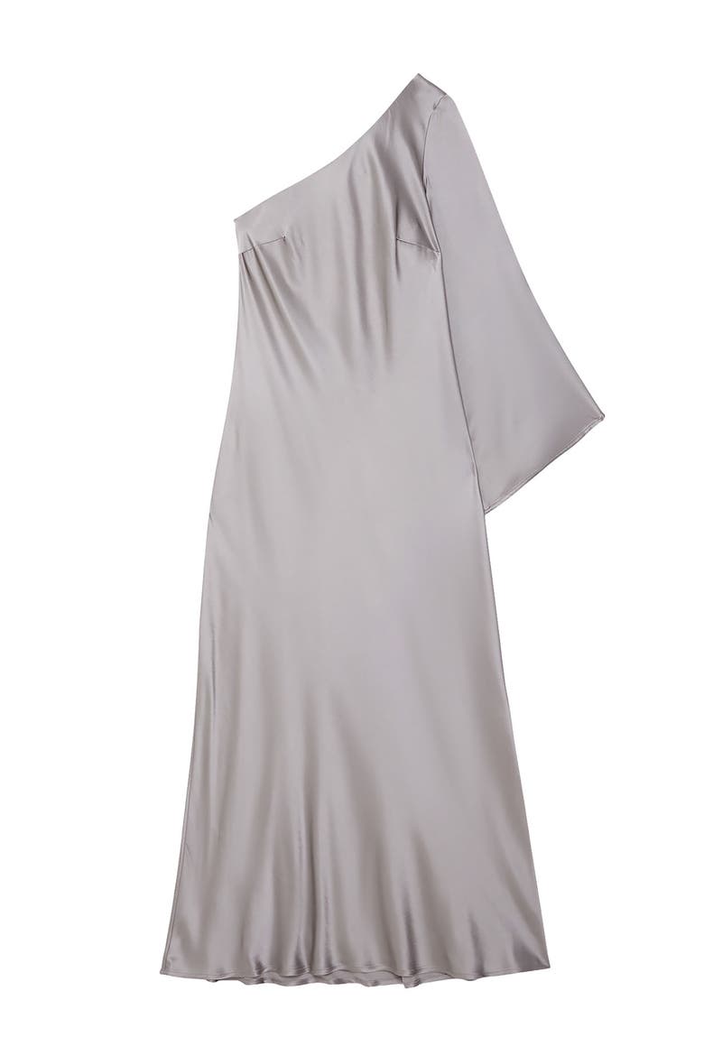 Asymmetric Viscose Long Dress, Alternate, color, Steel