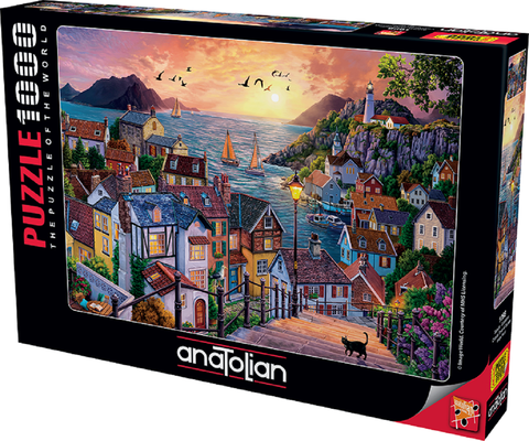 Coastal Town At Sunset 1000 piece Jigsaw Puzzle for Adults