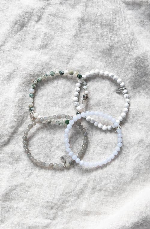 Tiny Rituals Serene & Stress Free Gemstone Bracelet Pack In Light Blue Serenity