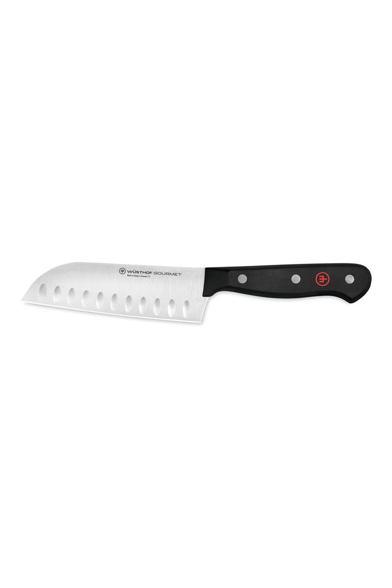 Gourmet 5-Inch Hollow Edge Santoku, Main, color, BLACK