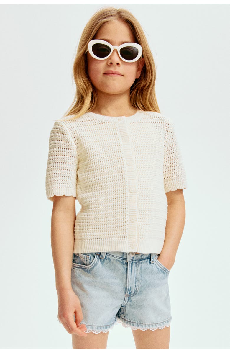 H&M Textured-knit cardigan, Alternate, color, Cream