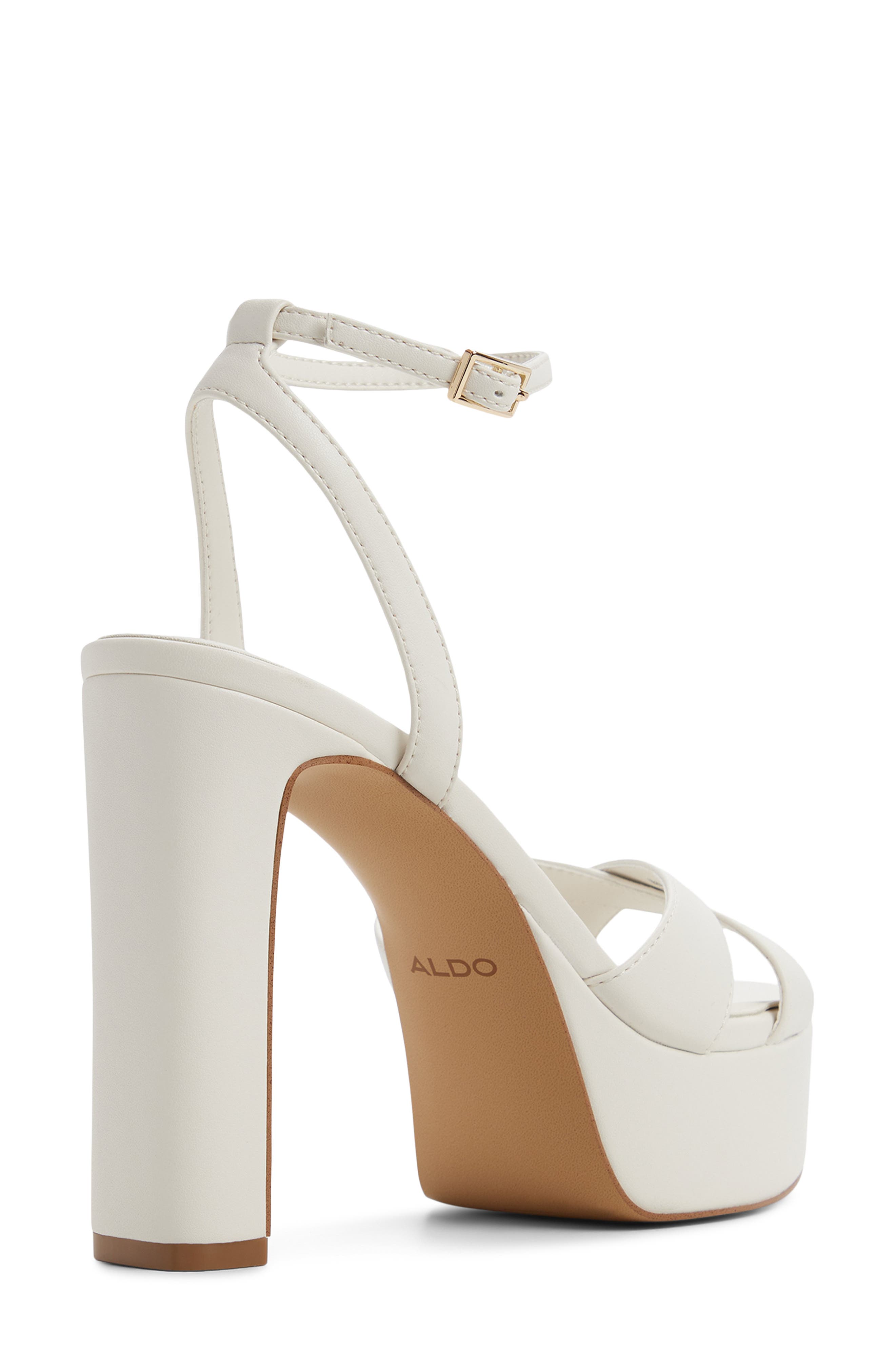 ALDO Rosine Ankle Strap Platform Sandal, Alternate, color, White/ Bone