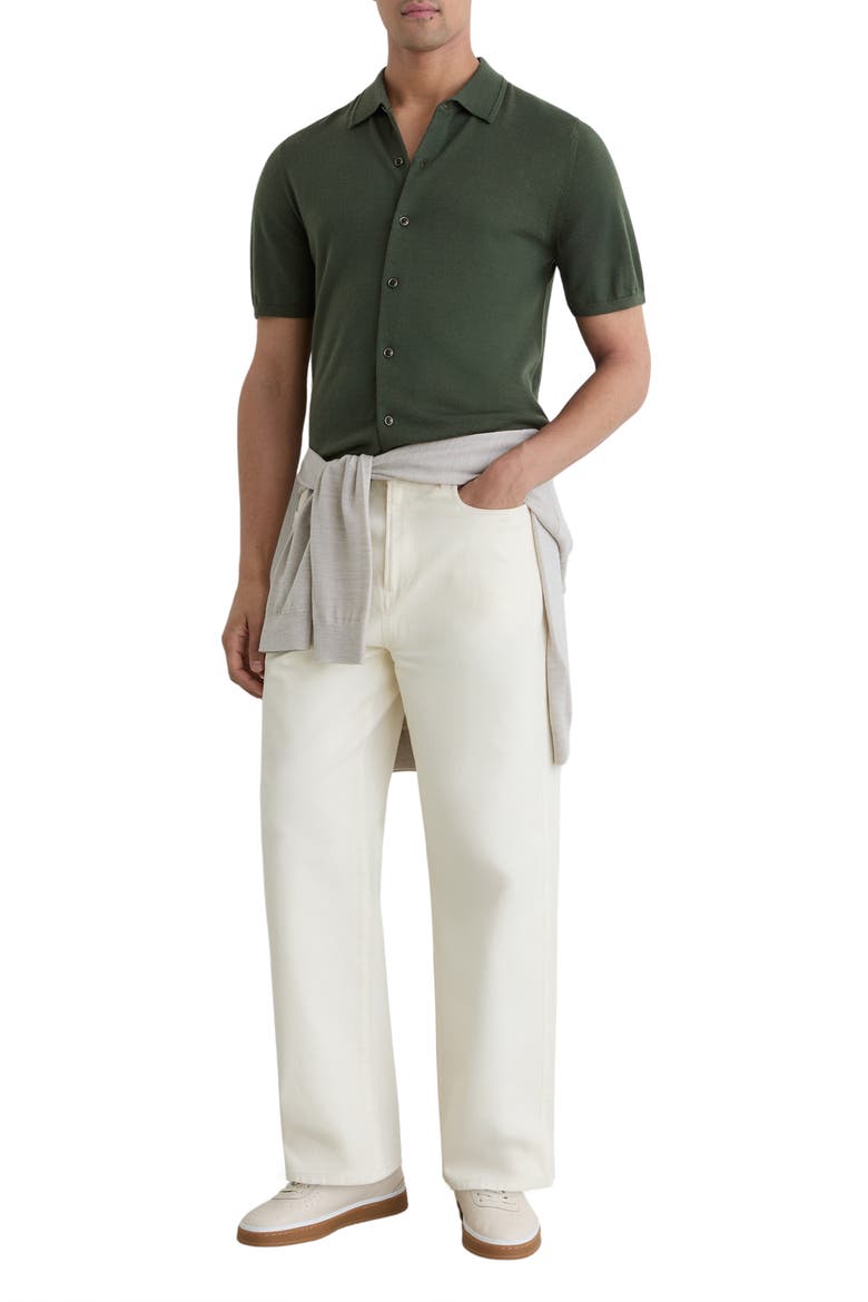 Drayton Wool Short Sleeve Sweater, Alternate, color, DARK GREEN