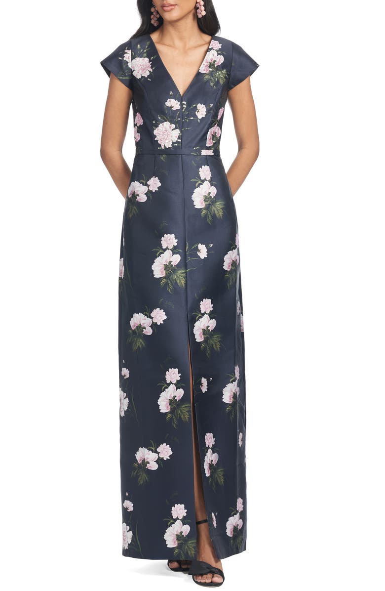 Sachin & Babi Della Floral Print Column Gown, Main, color, 
