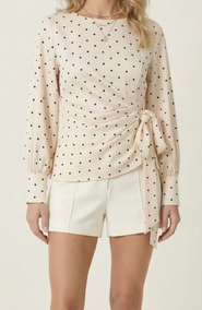 Modenaire Polka Dot Wrap Top