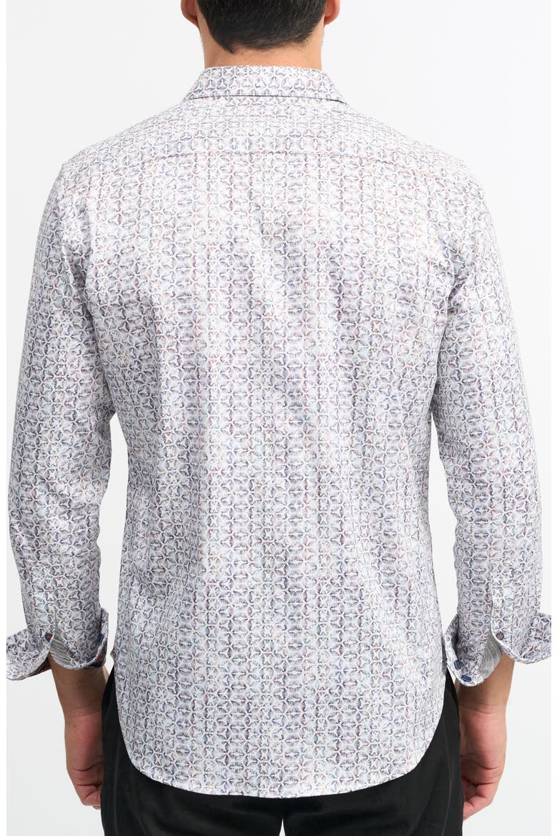 Nelson Classic Fit Patterned Stretch Cotton Button-Up Shirt, Alternate, color, GREY MULTI
