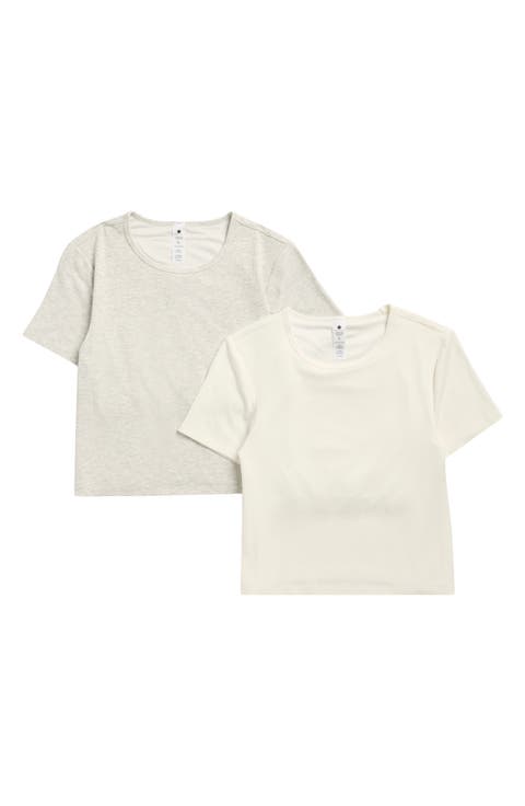 2-Pack Tara Heavenly Rib Crop T-Shirts