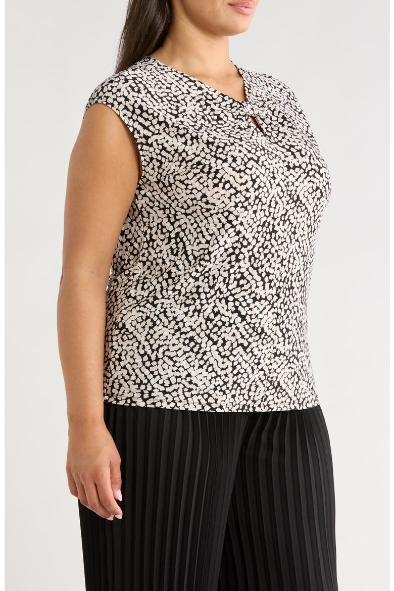 Dot Print Cap Sleeve Top, Alternate, color, BLACK MULTI