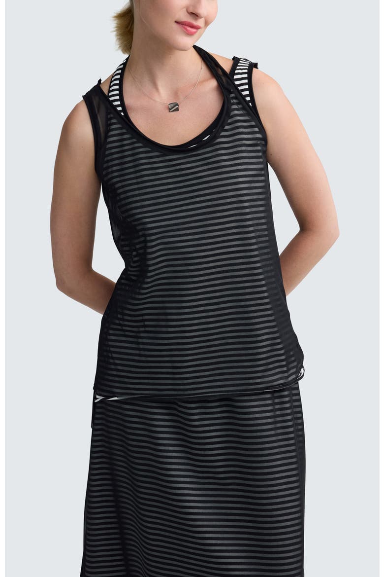 Rivka Striped Mesh Top, Main, color, Black Strip
