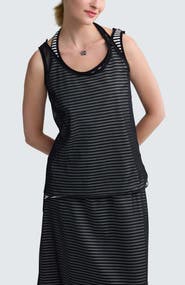 LUUKAA Rivka Striped Mesh Top