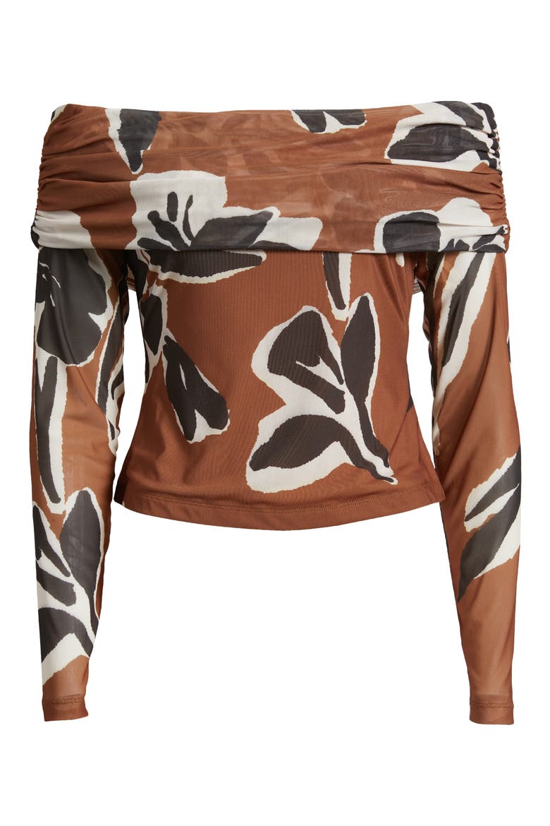 Penelope Floral Off the Shoulder Mesh Top, Alternate, color, SMOKED CLOVER