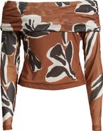 Cleobella Penelope Floral Off the Shoulder Mesh Top