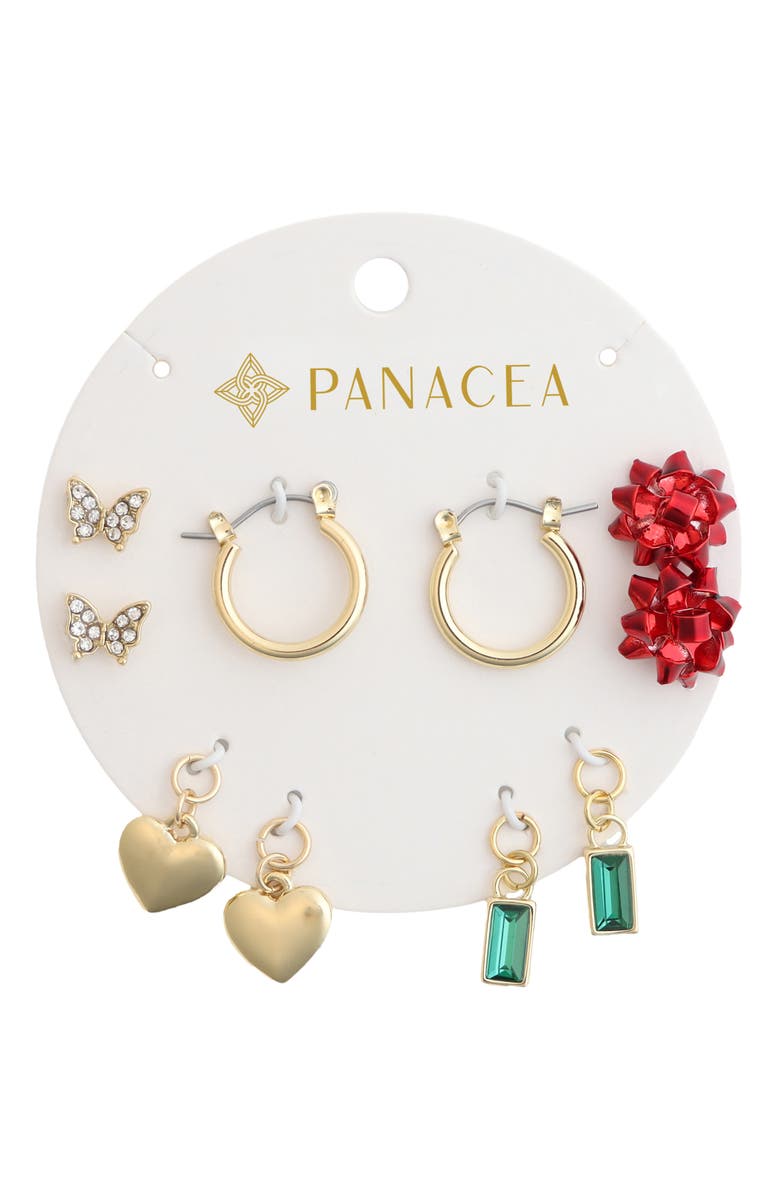 Panacea 5-Pack Assorted Stud, Charm & Hoop Earrings Set, Main, color, Red