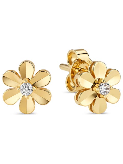 Devata Daisy Flower Stud Earrings in 14K Gold