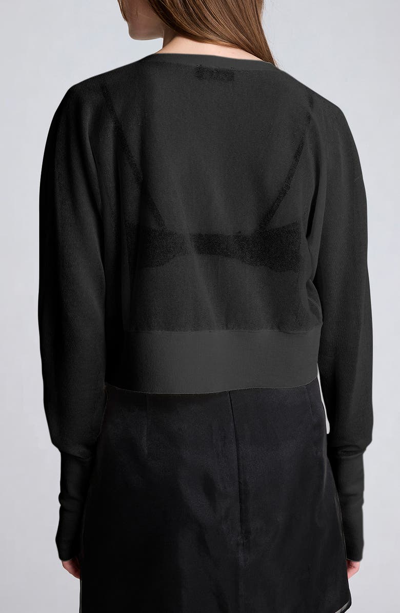 Kenneth Cole Crop Sheer Saddle Shoulder Cardigan, Alternate, color, Black