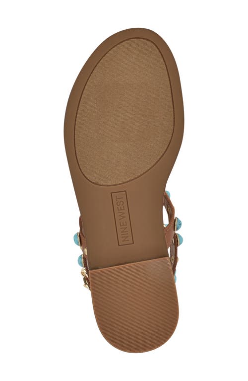 Nine West Mindela Studded Gladiator Sandal In Medium Brown