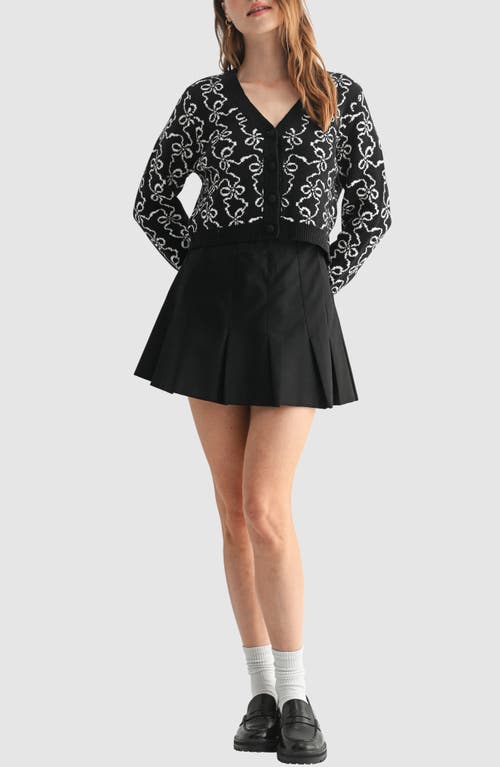 Lush Bows Cotton Blend Crop Cardigan In Multi