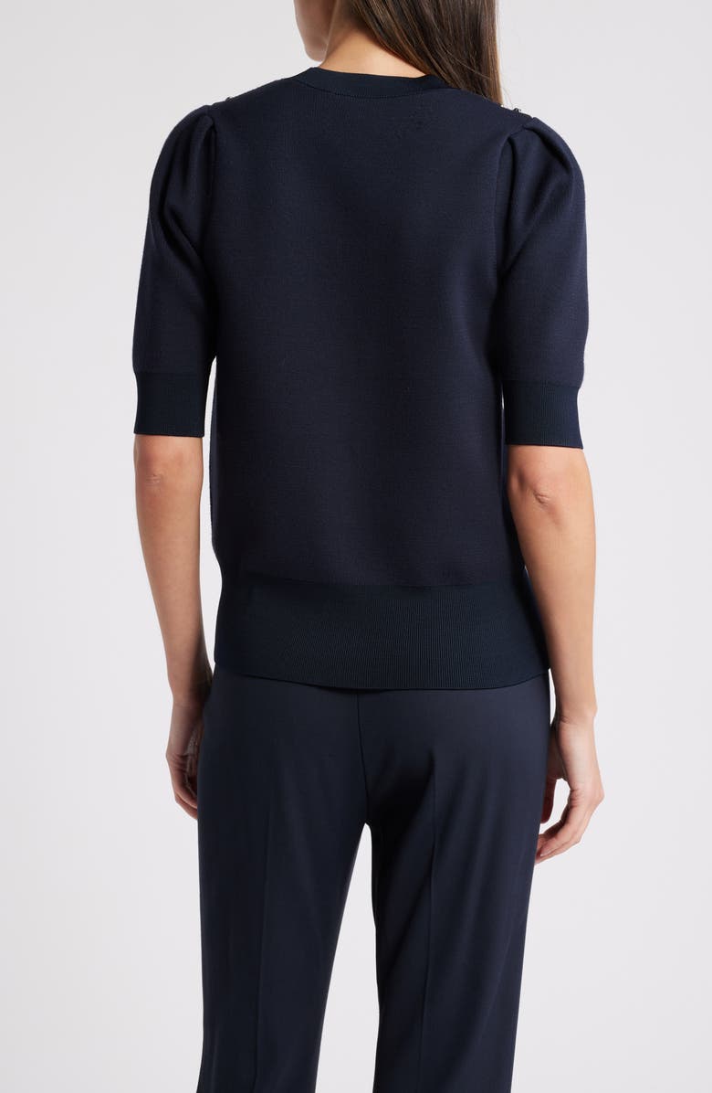 BOSS Fantilina Button Shoulder Short Sleeve Sweater, Alternate, color, Sky Captain