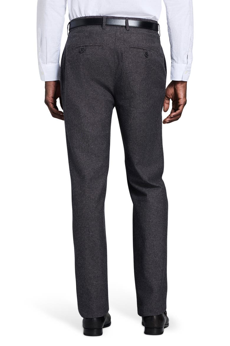 Flat Front Linen & Cotton Pants, Alternate, color, CHARCOAL