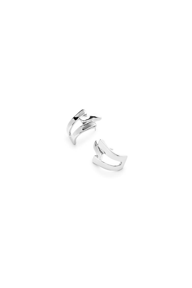 Single Curve Earrings, Alternate, color, Silver