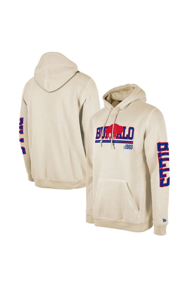 New Era Men's New Era Cream Buffalo Bills Third Down Historic Pullover Hoodie, Main, color,