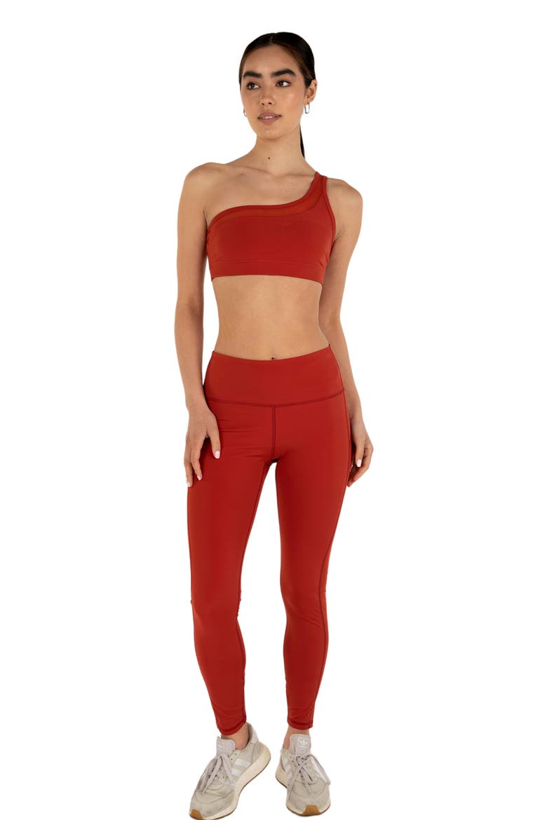 On Duty Mesh One Shoulder Silkiflex Bra, Main, color, Mars Red