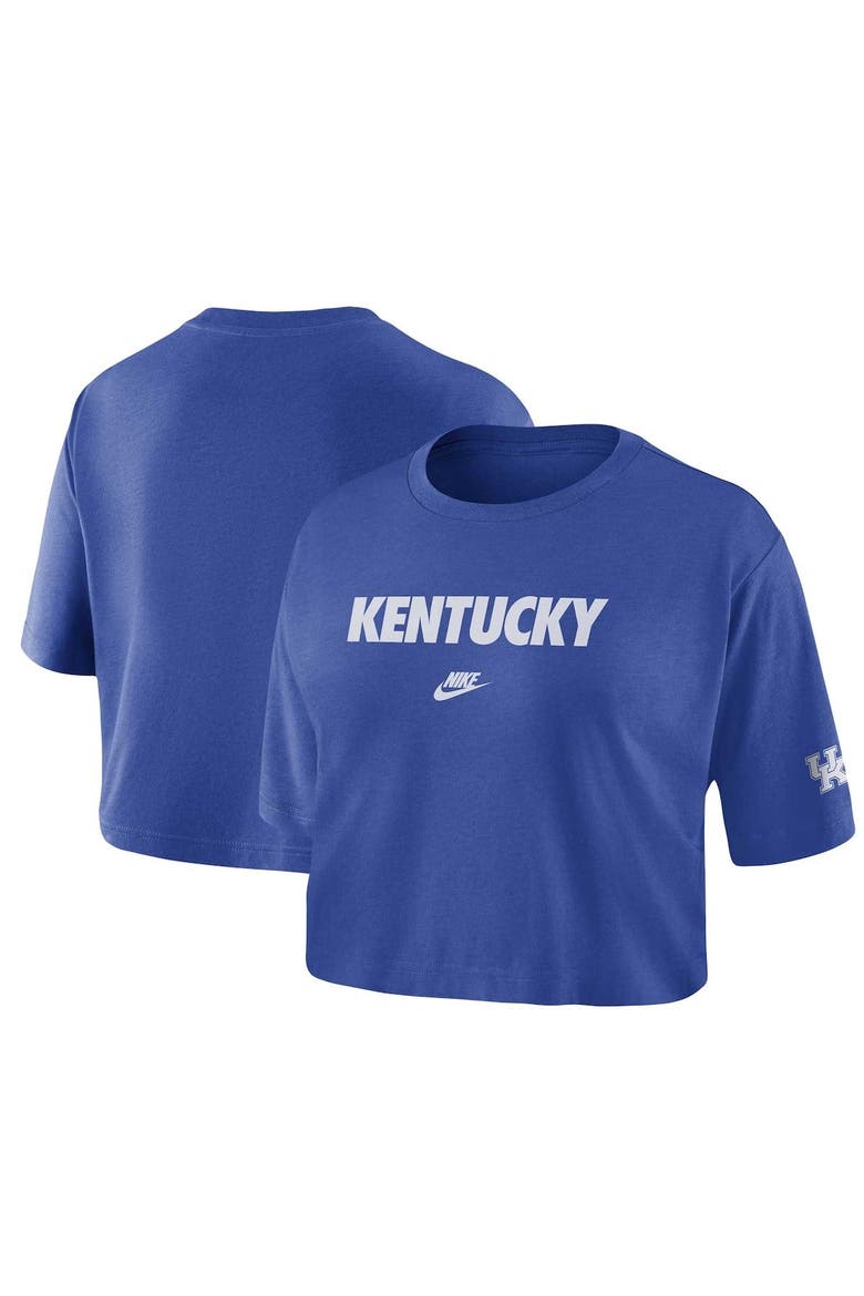 Women's Nike Royal Kentucky Wildcats Wordmark Cropped T-Shirt, Main, color, Royal